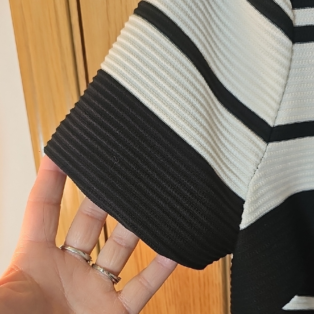 Badgley Mischka Black and White Striped Blouse - Picture 3 of 11